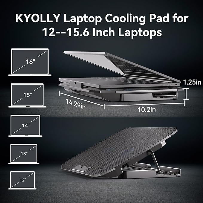 Ultra Slim Laptop Cooling Pad for 10-15.6 Inch Laptops, Portable Notebook Cooler - Image 6