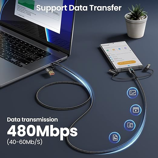 USB C to Multi Charging Cable, USAMS 100W 4FT 5A Type C to Type C Fast Charger - Image 6