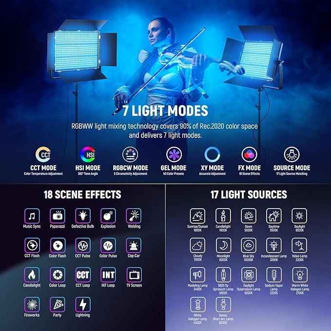 NEEWER 150W RGB LED Panel Video Light Kit - Image 4