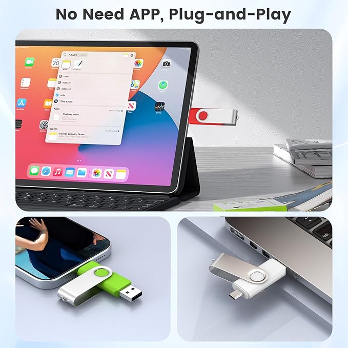 ABLAZE 8GB USB C Flash Drive 10 Pack, OTG USB 2.0 + Type C Memory Stick Dual - Image 6