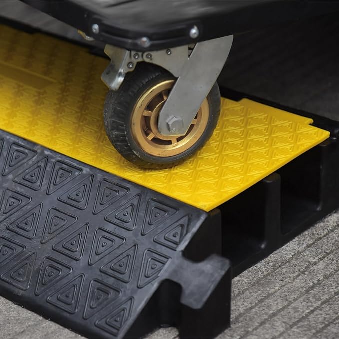 2 Large Channels Rubber Floor Cable Protector Ramp, Heavy-Duty Floor Cable Wire - Image 7