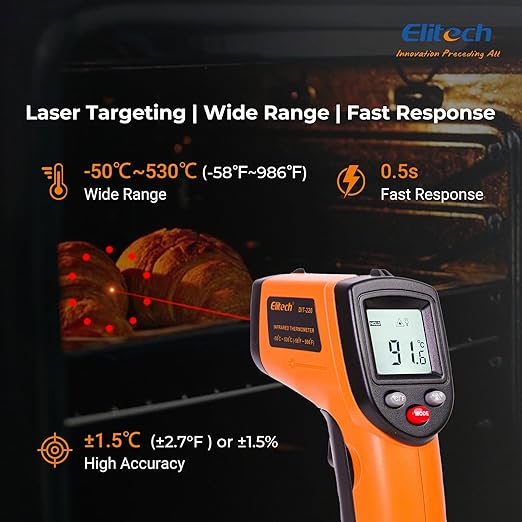 Elitech Laser Temperature Gun, Non-Contact Digital Infrared Thermometer - Image 4
