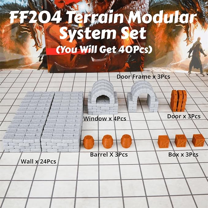 Dungeon Walls 40pcs 28mm Miniature RPG Modular System DND Terrain Building - Image 4