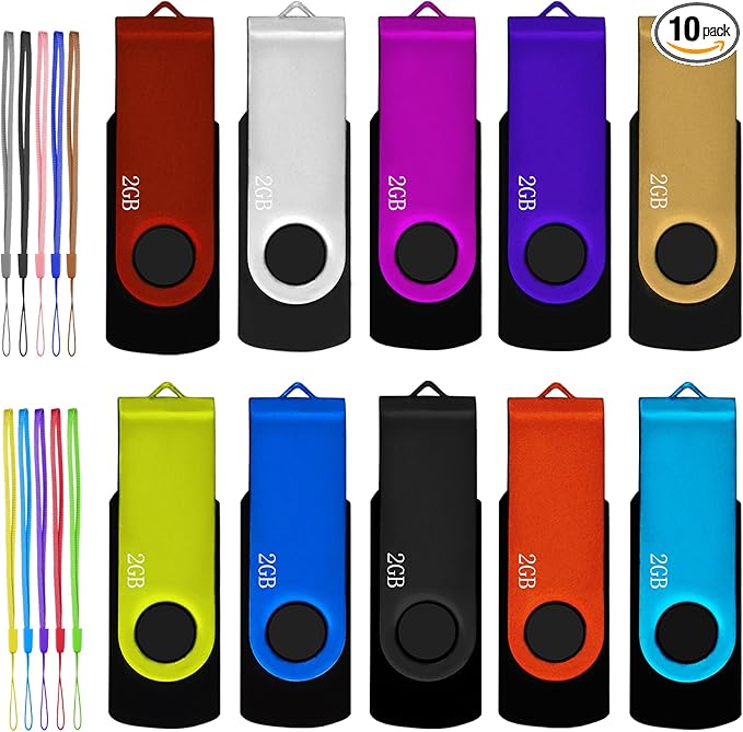 2GB USB Flash Drive 10 Pack, Nicepicten USB 2.0 Thumb Drives Zip Drive USB 2GB by NicepictenUSBFlashDrive