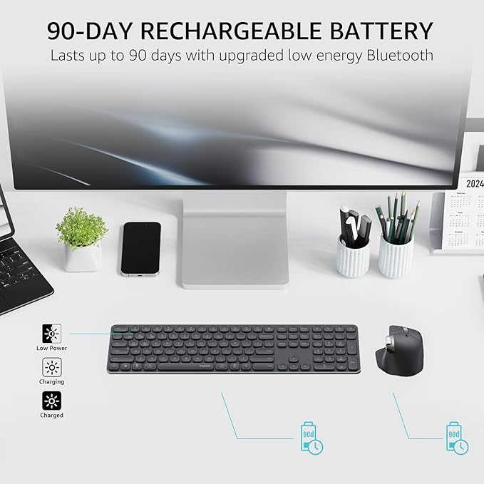 Rapoo 9560M Wireless Keyboard and Mouse Combo, Blade-Series E9550L 110-Key - Image 8