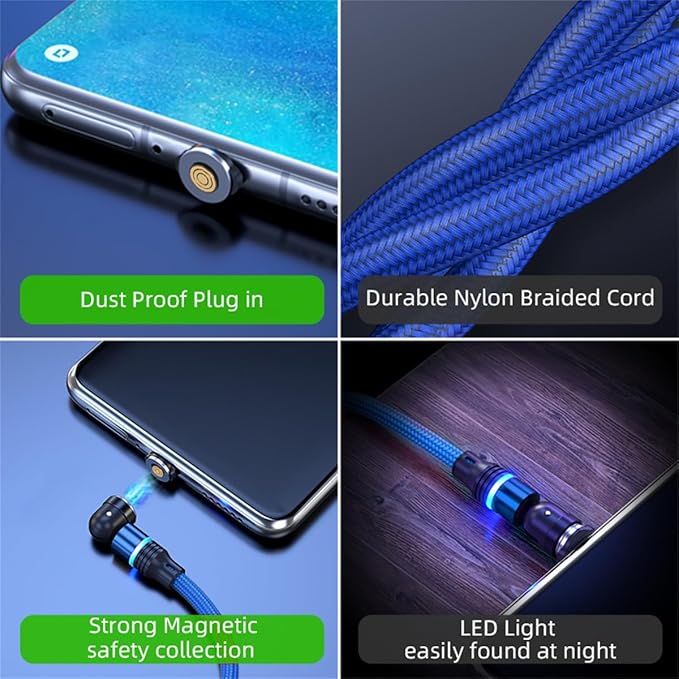 Magnetic Charging Cable 540° Rotation 3A Fast Charging Data Sync 3 in 1 - Image 6