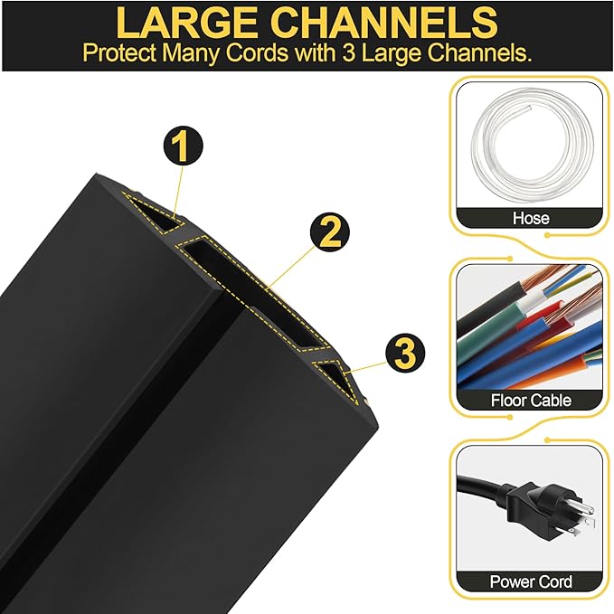 MYFAMIREA 6.5FT Floor Cord Cover Heavy Duty Cable Cover Protector - Image 3