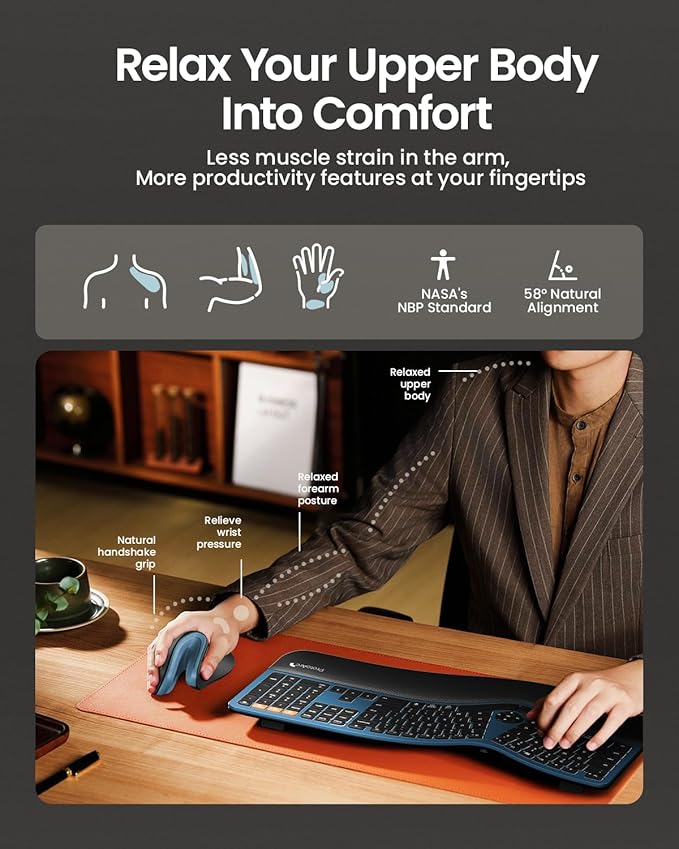 ProtoArc Ergonomic Vertical Mouse, EM11 NL Rechargeable Wireless Mouse Bluetooth - Image 4