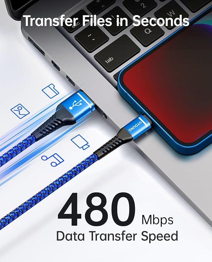 Lightning Cable 10 FT 3Pack Extra Long iPhone Charger Cable Nylon Braided Fast - Image 3
