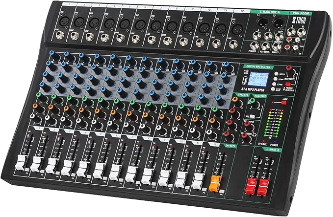 XTUGA 12 Channel Audio Mixer Sound Board Mixing Console, Audio Interface PC USB by XTUGA