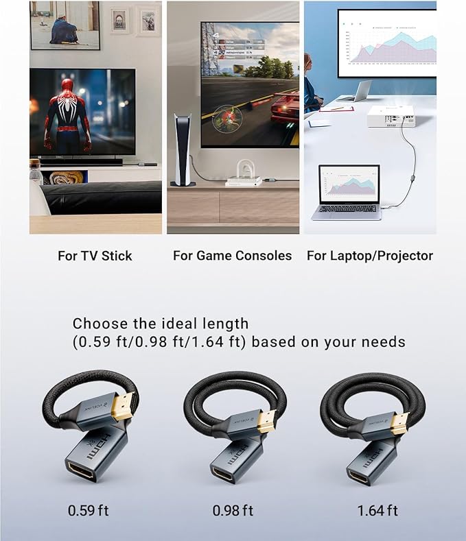 VCELINK 8K Short HDMI Extender Cable 0.6 FT Ideal - Image 7