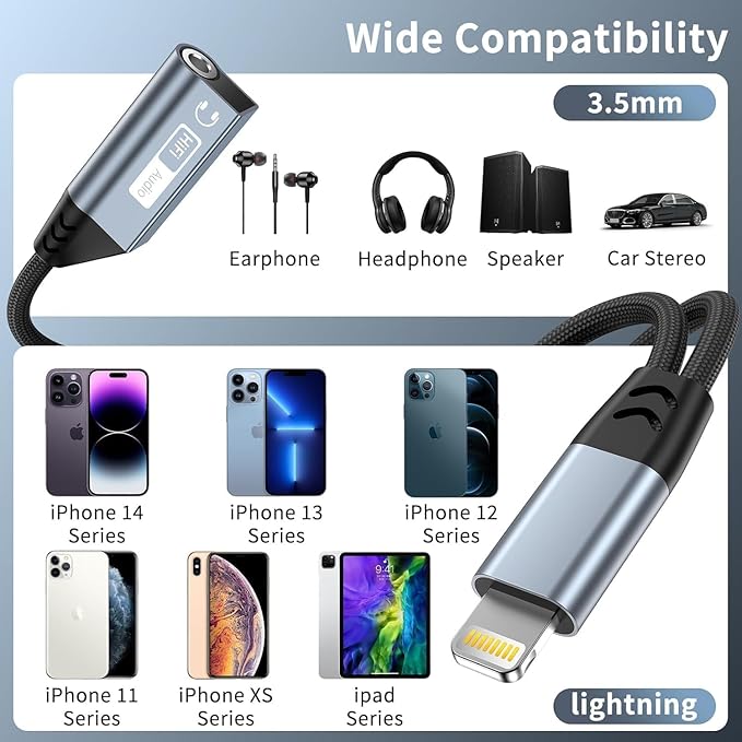 Magnetic Lightning to 3.5mm Headphone Jack Adapter, 2 in 1 iPhone Headphone - Image 5