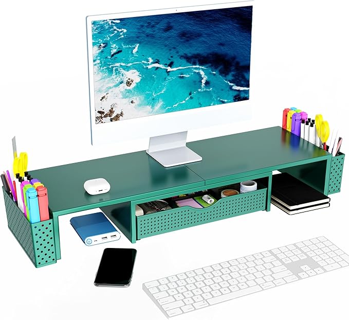 Spacrea Metal Desk Organizers and Accessories, Dual Monitor Stand Riser - Image 3