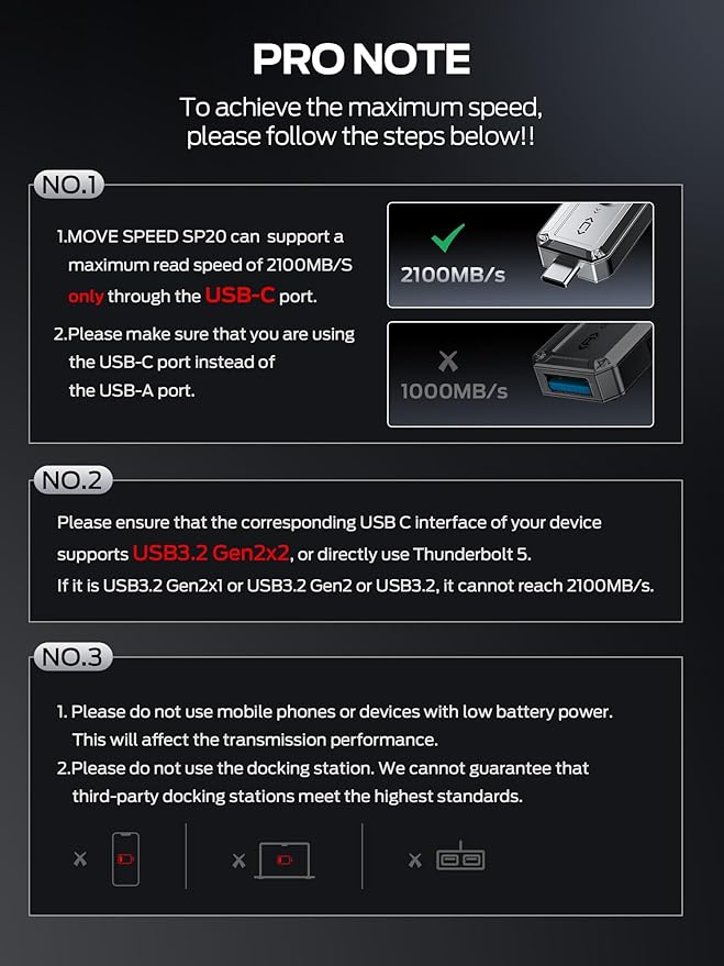 MOVE SPEED 1TB External SSD, 2100MB/s TLC Reliable Transfer Portable SSD - Image 2