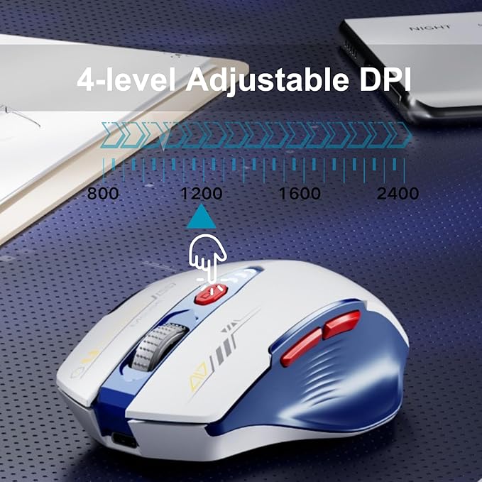 Bluetooth Mouse, Visible Battery Level, 4 Adjustable DPI, Coldless Mice - Image 4