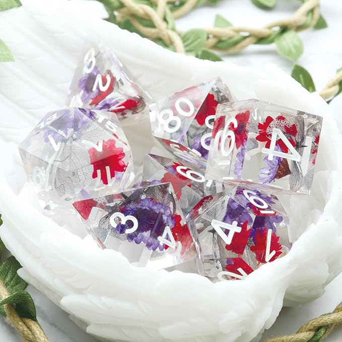 Haxtec Flower DND Dice Set Sharp Edge Dice - Image 6