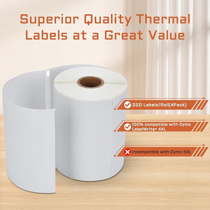 FungLam 4 Rolls 4XL Labels 4" x 6" Direct Thermal Printer Labels, Shipping - Image 5