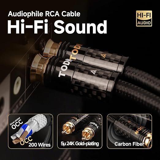 TODN Audiophile RCA Cables 3ft HiFi RCA Audio Cable Male to Male - Image 6