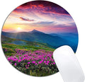Nature Purple Flowers Meadow Mountain Scenic Mouse Pad Round Non-Slip Rubber by XDMY