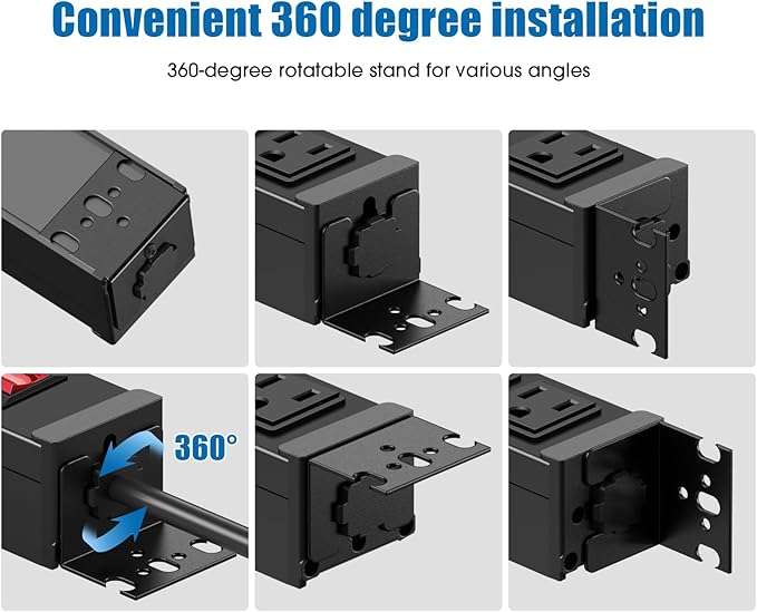 2Pack Rotating Mountable Power Strip, 12 Outlet Wall Mount Surge Protector - Image 2
