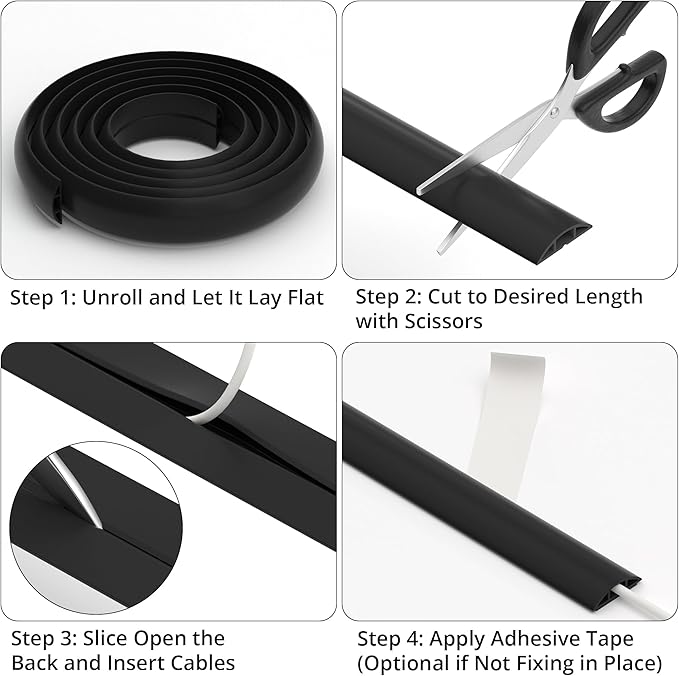 ZhiYo 3.6ft Cord Covers for Wires on Floor, Soft PVC Cable Cover Cable Protector - Image 6