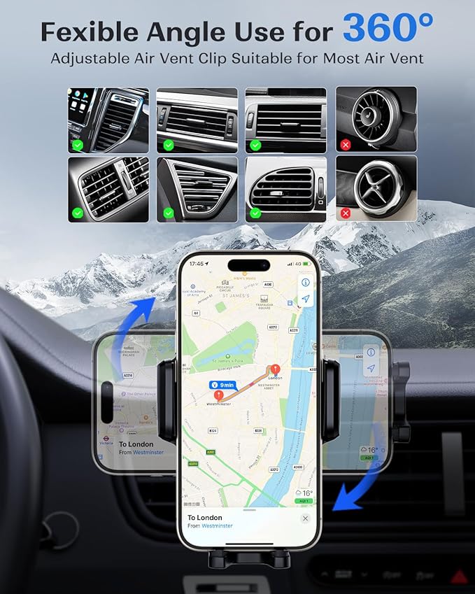 KPON Wireless Charger for Car, Car Phone Holder Charger Mount Qi Certified Auto - Image 6