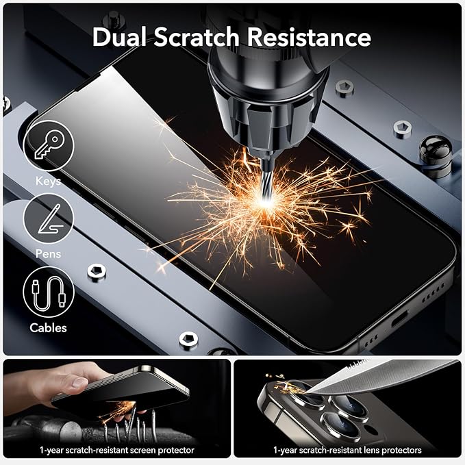 ESR for iPhone 14 Pro Max Screen Protector Set, 3 Tempered-Glass Screen - Image 5