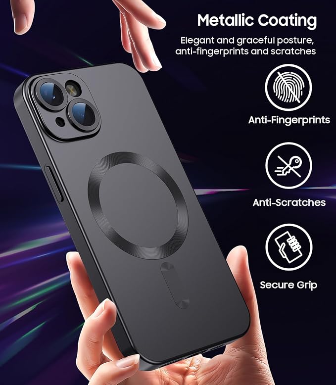 Magnetic for iPhone 14 Plus Case Slim Soft Silicone Bumper Shockproof Metallic - Image 5