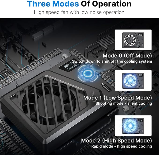 ULANZI Camera Cooling Fan Black New, Spring Telescopic Mounting Adjustable Mini - Image 4