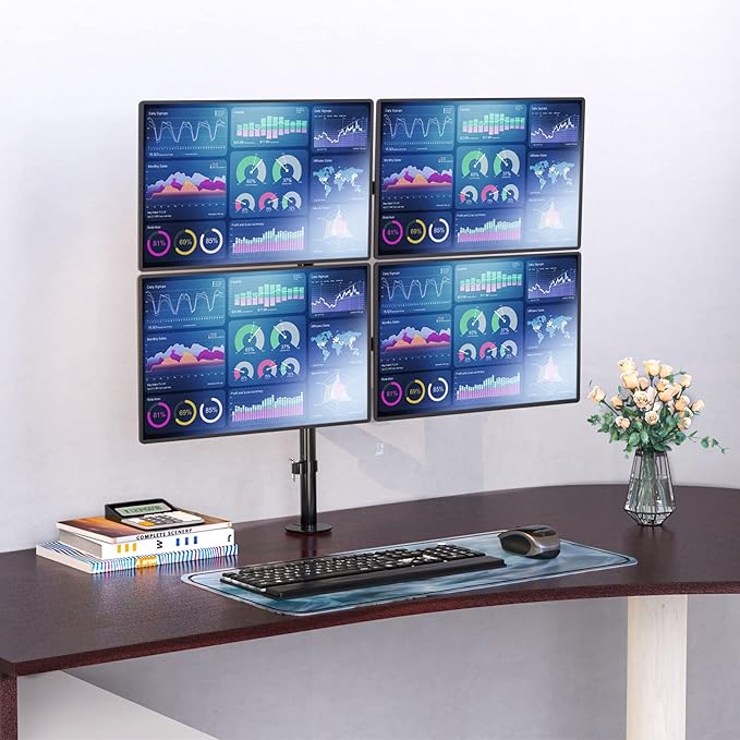 WALI Quad Monitor Desk Mount, 4 Monitor Stand Fits Heavy Duty Computer Screen - Image 2