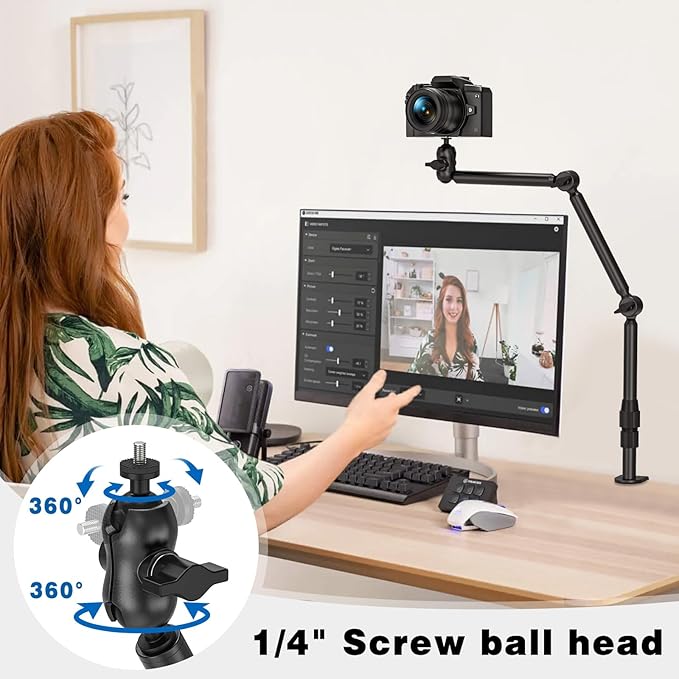 Overhead Camera Mount for Desk, 30.9" Foldable Camera Desk Mount Stand - Image 3