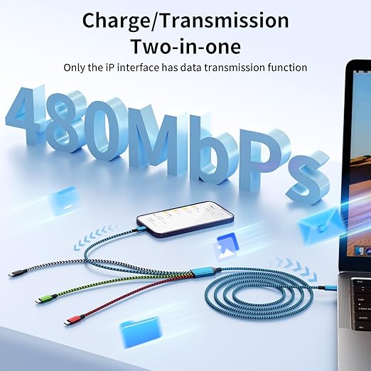 Travel Dual Type-C 4 in 1 Charging Cable, USB C Multi Charging Cable Multi - Image 3