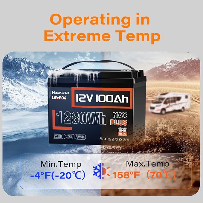 12V 100Ah LiFePO4 Lithium Battery MAX PLUS - 1280Wh Each - Image 7