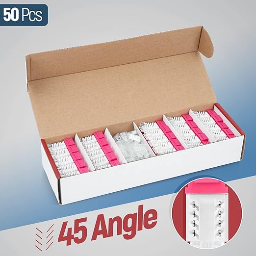 Everest 45° Angled RJ45 Cat6 Keystone Jacks 50-Pack in Pink - Image 2