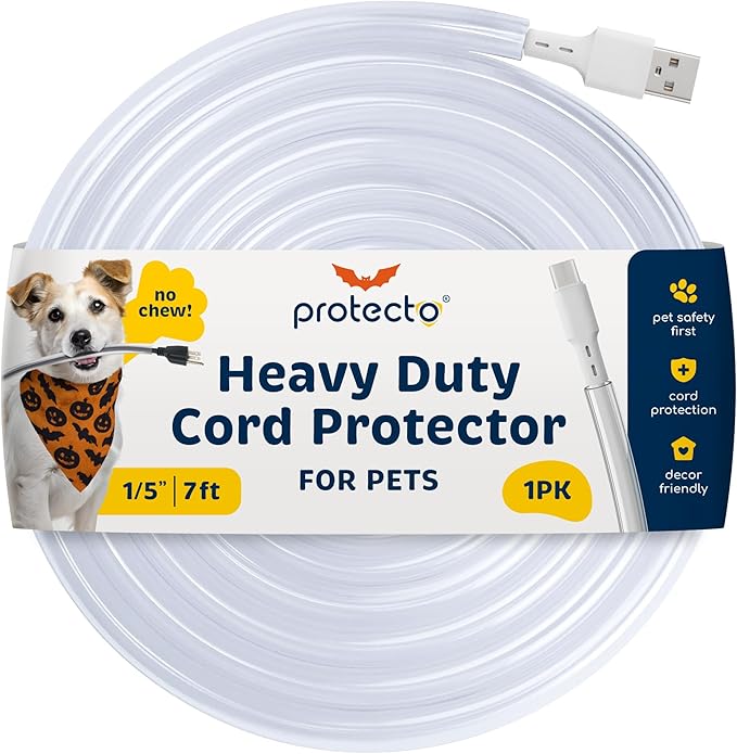PROTECTO Heavy Duty Cord Protectors from Pets No Chew Solution, 7ft Easy to Use by PROTECTO