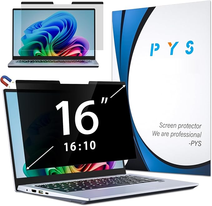 PYS Magnetic Laptop Privacy Screen 16 Inch 16:10 Ratio by PYS