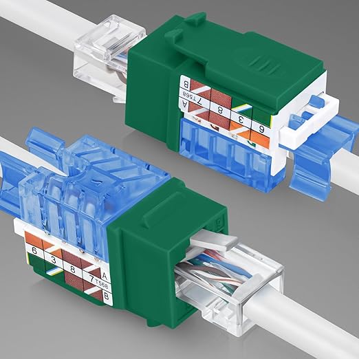 Everest 45° Angled RJ45 Cat5e Keystone Jacks 50-Pack in Green - Image 8