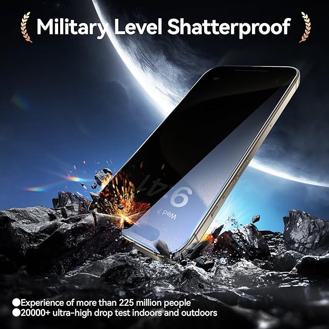 SMARTDEVIL 2+2Pack for iPhone 15 Pro Privacy Screen Protector - Image 5