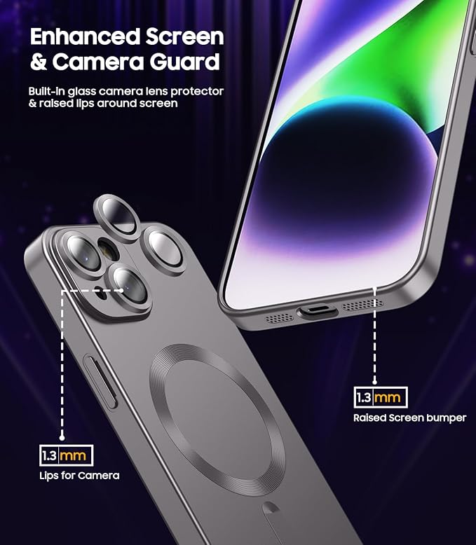 Magnetic for iPhone 14 Plus Case Slim Soft Silicone Bumper Shockproof Metallic - Image 3