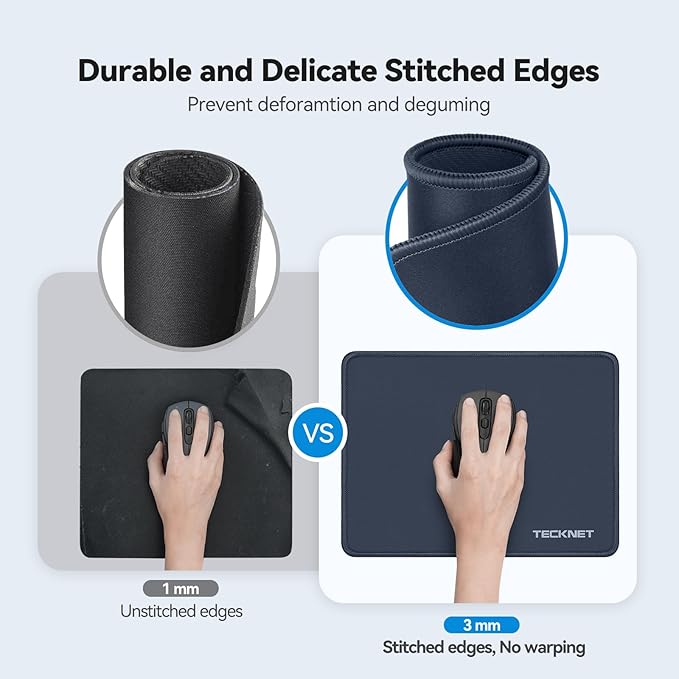 TECKNET Mouse Pad with Anti-fray Stitchin, Waterproof Surface & Non-Slip Rubber - Image 2