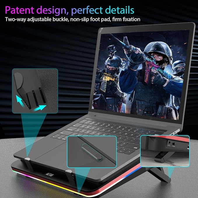 GT500 Powerful Turbo-Fan RGB Laptop Cooling Pad - Image 7