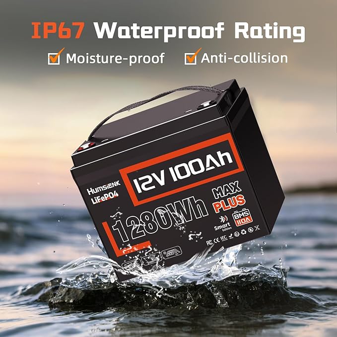 12V 100Ah LiFePO4 Lithium Battery MAX Bluetooth 5.0 IP67, Built-in 110A BMS - Image 7