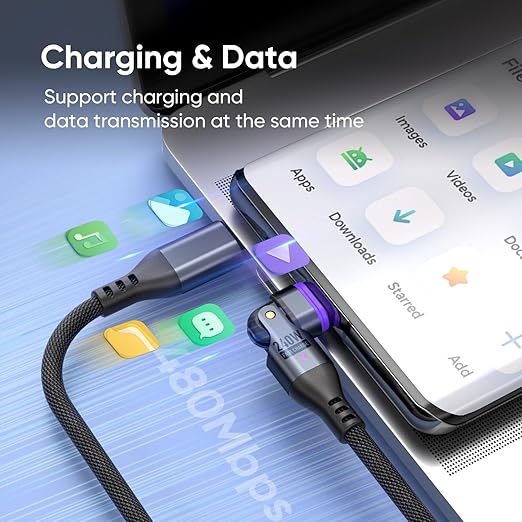 240W Magnetic Charging Cable ，180°Rotating USBC to USB C Magnetic Data Cable - Image 6