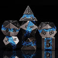 Metal DND Polyhedral Dice, Large Stripe Glitter Metallic Dice Set, Antique by Maywin