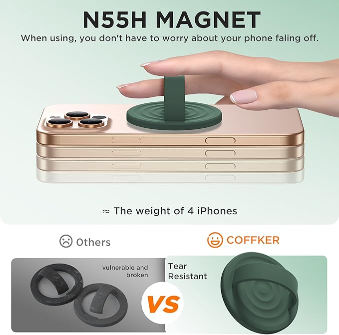 Magnetic Phone Ring Grip Holder, Silicone Finger Loop Grip, Compatible - Image 5