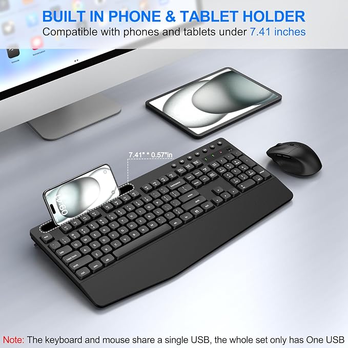 EDJO Wireless Keyboard and Mouse Combo, Full-Size Ergonomic Wireless Computer - Image 4