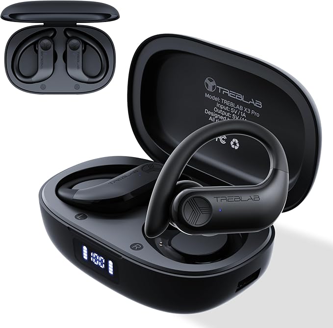 TREBLAB X3 Pro - Workout True Wireless Earbuds, Comfortable Earhooks, Punchy by TREBLAB