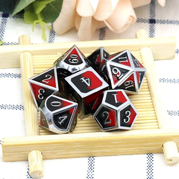 Haxtec DND Metal Dice Set D&D Red and Black Metal DND Dice Compatible - Image 5