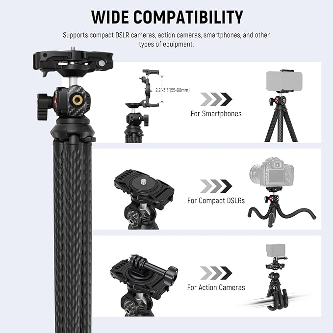 NEEWER Camera Tripod with Remote, Mini Flexible Vlog Phone Tripod Stand with - Image 8