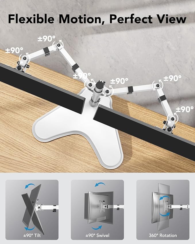 HUANUO 32 inches Dual Monitor Stand up to 17.6lbs, High-Grade Aluminum - Image 5